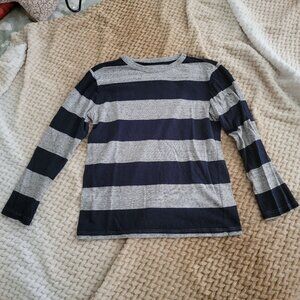 Cat & Jack Boys Striped Long Sleeve Shirt Size S (6/7) Blue Gray